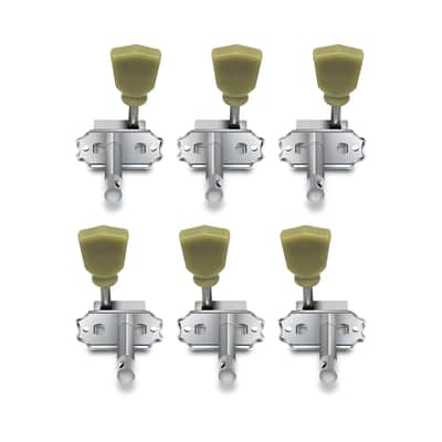 Vintage Guitar String Tuning Pegs Tuning Machines Tuning Keys Machines Heads Tuners Compatible With Les Paul Lp Sg Style Electric Guitar 3 Left 3 Right, Chrome With Tulip Button. image 1