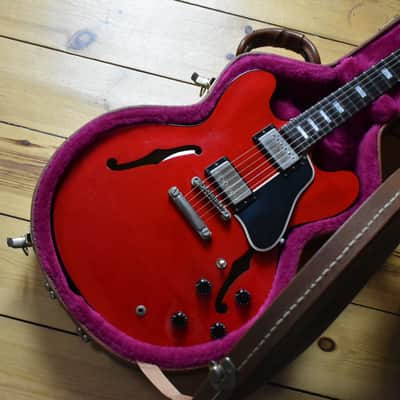2000 Gibson USA Limited Edition ES-335 BP Translucent Red, Black Binding, Ebony Board w/OHSC, RARE image 2