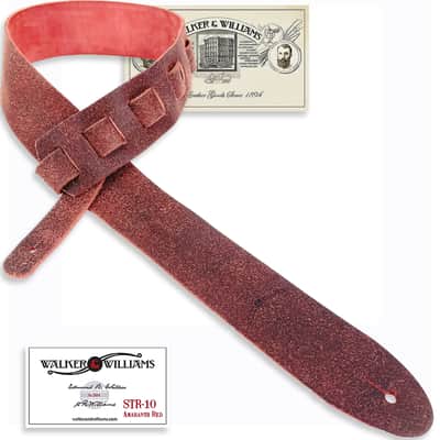Walker & Williams STR-10 Amaranth Red Distressed "Weathered" Top Grain Italian Leather Guitar Strap image 15