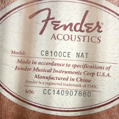 2014 Fender CB-100CE Acoustic Bass Guitar With Hard Shell Case Natural image 3