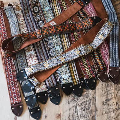 Suede-Backed Vintage Guitar Strap. "Sugar Magnolia". Handmade in London. image 7