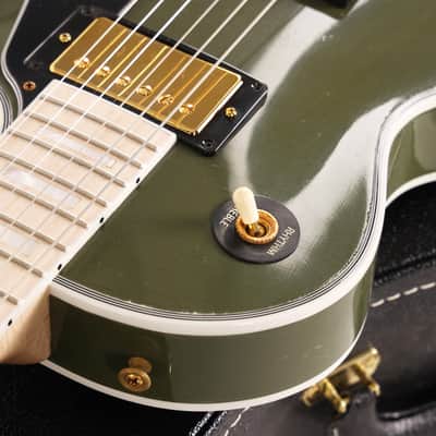 Gibson Custom Shop Les Paul Custom Made 2 Measure Olive Drab Maple Neck Murphy Lab Light Aged image 7