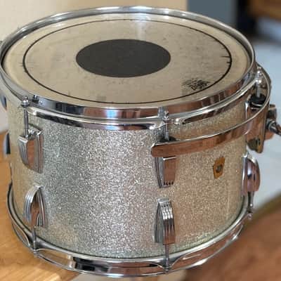 Vintage 1968 Ludwig 13" Tom Silver Sparkle white Interior for drum set kit 60s image 2