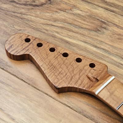 Left Handed Stratocaster Compatible Roasted Flame Maple Guitar Neck Satin image 11
