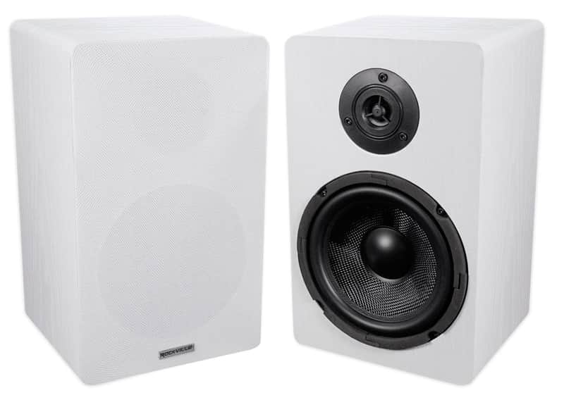 2) Rockville RockShelf 64W 400w White 6.5 inch Home Theater Bookshelf Speakers/4 Ohm image 1
