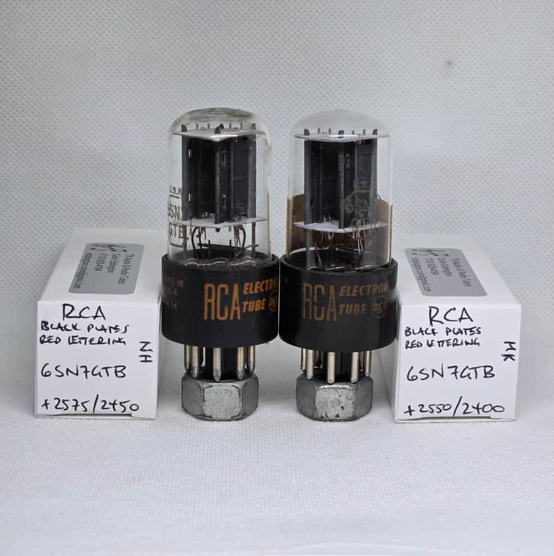 RCA 6SN7GTB Black Plate Very Well Matched Pair (6.7%) NOS 6SN7 6SN7GT image 1