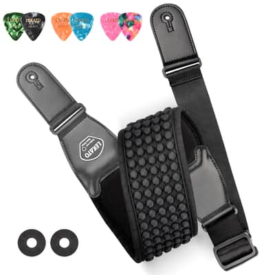 LEKATO LGS-1 3.5" Wide 3D Sponge Acoustic Electric Guitar Bass Strap Adjustable 45" to 55" image 3