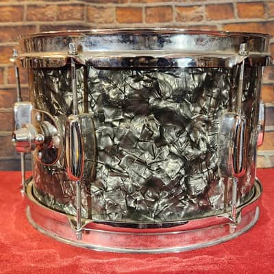 Vintage 1960s Rogers Spotlight 8x12" Rack Tom Drum Black Pearl Wrap image 3