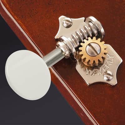 Waverly Guitar Tuners with White Knobs for Solid Pegheads, Nickel, 3L/3R image 3
