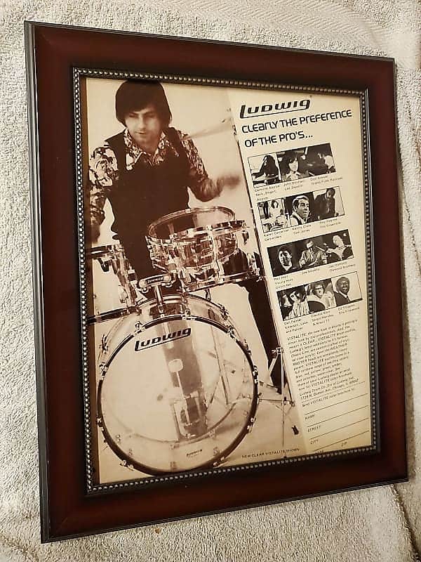 1971 Ludwig Drums Promo Ad Framed Vistalite Set John Bonham, Dob Brewer Jimmy Page Original image 1