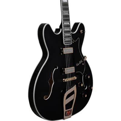 Hagstrom '67 Viking II Hollowbody Electric Guitar Regular Standard Black Gloss image 5