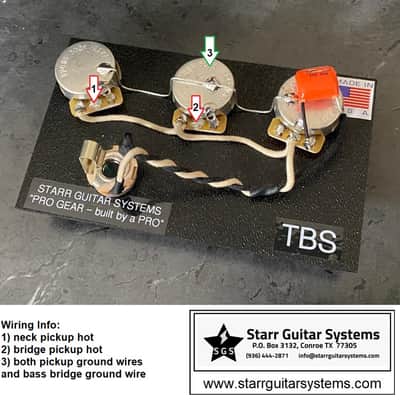 Gibson Thunderbird Bass Harness! CTS, Switchcraft, Gavitt Wire, & Orange Drop Cap! image 2