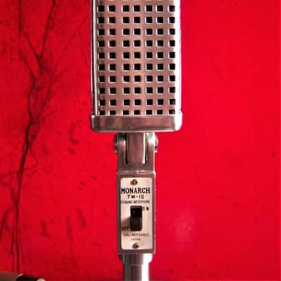 Vintage 1960's Monarch TM-16 dynamic microphone Satin Chrome High Z w cable image 3