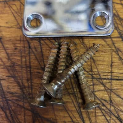 Vintage 1960's Teisco Del Ray E-110 Neck Plate and Screws Japan Luthier Parts image 4
