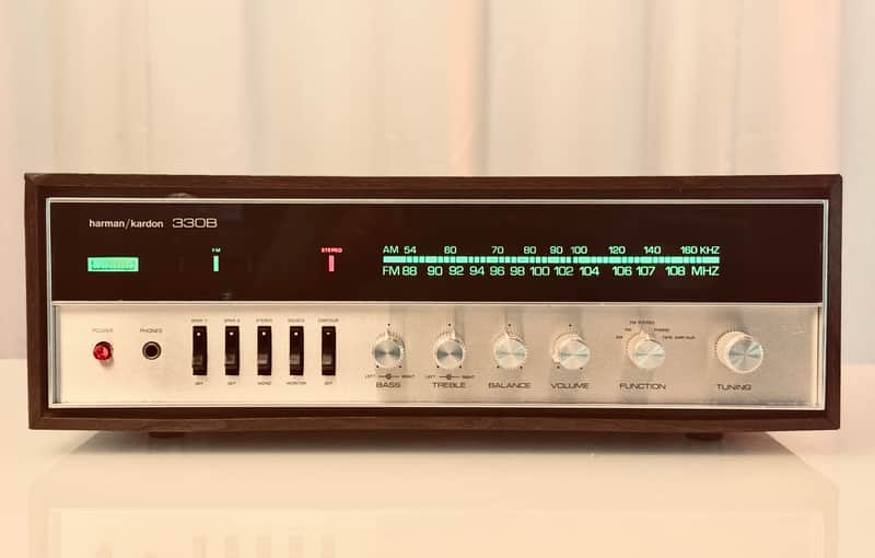 πΆβ¨ Harman Kardon 330B / HK 330B Vintage Stereo Receiver w/ Original Wood Cover β Serviced, Cleaned, Tested image 1