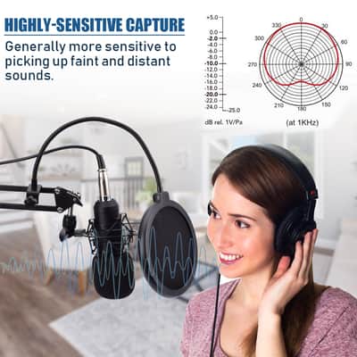 Live Audio BM-800 All Black Series Set Equipment Condenser Microphone Set with Accessories as Shown image 12