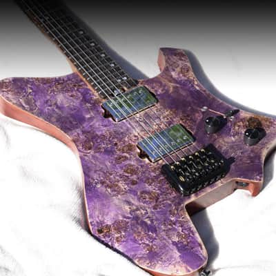 Eart GW2 Headless Electric Guitar, Right Handed, Roasted Padauk+Poplar Burl Body, 24 Stainless Steel Frets image 5