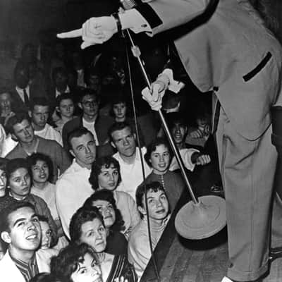 Vintage 1940's Shure 51 dynamic omni-directional microphone w cable and Bogen stand 55 55S 55SW Jerry Lee Lewis image 2