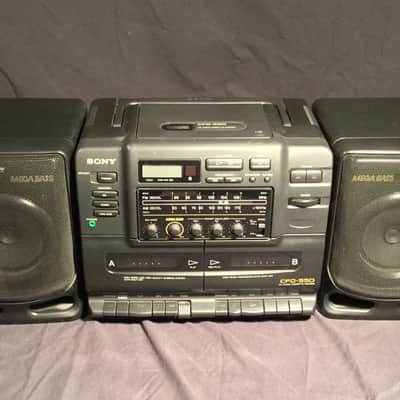 Sony CFD-550 Mega Bass CD Radio Dual Cassette Recorder Boom Box with Detachable Speakers Black image 1