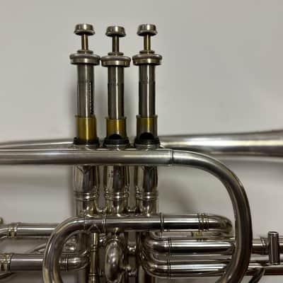 Circa 1920 Brua C. Keefer Silver-Plated Bb/A Rotary-Change Cornet with Case & Slides image 18