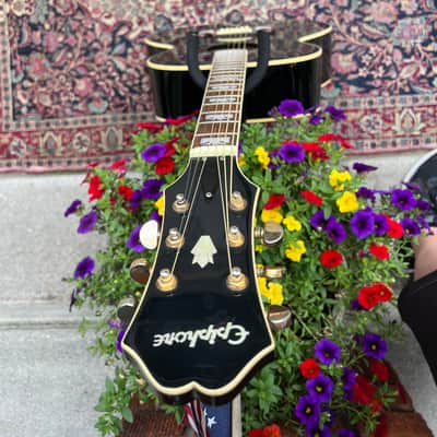 2005 MIK Epiphone EJ-200 EB “Jumbo” Acoustic Guitar ~ Shiny Gloss Ebony Finish, Mustache Bridge, Decorated Fretboard *SALE* image 12