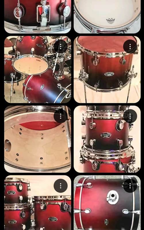 PDP PACIFIC FS 4 PC SHELL PACK W/ 22", 12", 14" & 16" CUSTOM FT Black Cherry Fade/Chrome-HEAR ON YOUTUBE image 1