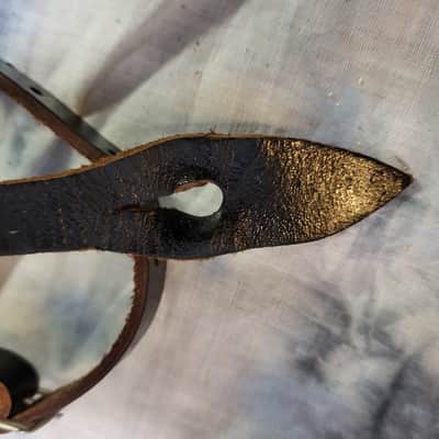 Vintage RARE 1955 USA "Old School" Style Leather Guitar Strap Metal Buckle Case Candy image 4