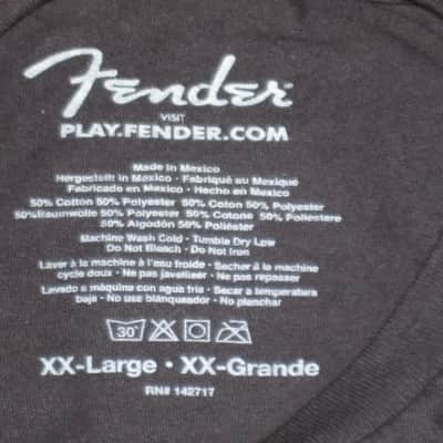 new (with Fender paper hang tag) A+ shape Fender Forever Loud Trusted Quality Black short sleeve T-Shirt, 100% Cotton, Size XXL (XX-Large), p/n: 9101310806 (NO packaging) image 6