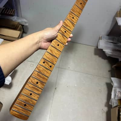 Roasted Flame Maple 30inch short scale J Bass Guitar Neck part 20 Fret 4 string image 1