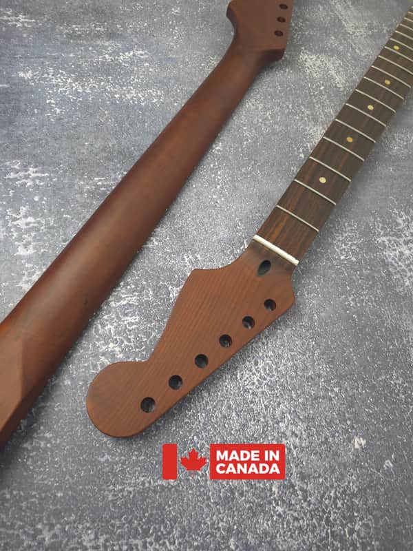 S Style Dark Flame Roasted Maple Neck, Stainless Steel, S Type Electric Guitar Neck, 22 Medium Jumbo Jescar Frets, Guitar Part And Replacement Vintage image 1