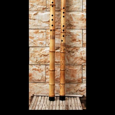 Long-Xiao Flute-Yellow Bamboo– Concert-Tuned Key E/D/C/B (Lowest Note), 8 Holes, 3 Piece - Finish with Lacquer Protection Inside, Xiao's tail is covered with buffalo horns image 3