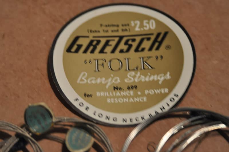 Gretsch 'Folk'Banjo strings set - 1950's "T" roof logo in original box image 1
