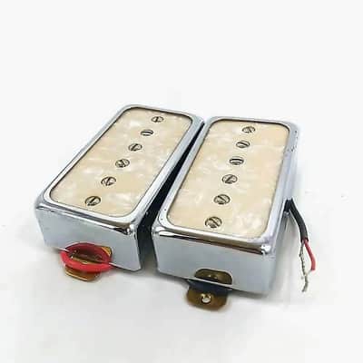 White Pearl Top Guitar Neck and Bridge P90 Humbucker Pickups image 1
