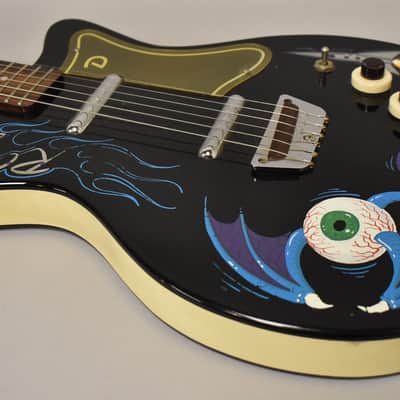 2000's Danelectro '56 U2 Reissue Custom Painted 'Rocket Boy' Black w/Gig Bag image 10