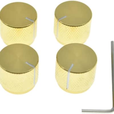 4-Pack 20mm Diam. Set Screw Style Aluminium Potentiometer Knobs 1/4" Universal Pot Control Knobs with Indicator for Guitar/Bass/AMP Amplifier Gold with Indicator Line image 1