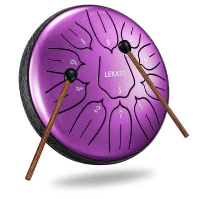 LEKATO 6 Inch 11 Notes Steel Drum D Major Beginner Hanpan Drum Percussion for Meditation Yoga Musical Education Christmas Gift for Families Friends Lovers Grape Purple image 2