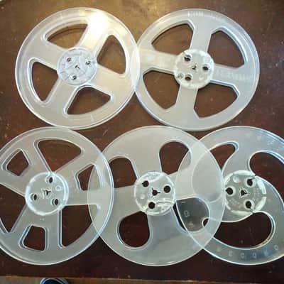 Scotch Pair 3M 7" Tape Reel R2R Empty USA Vintage Plastic Take-up Supply Soundcraft etc. 1/4" 1963 - Clear Or Grey image 4
