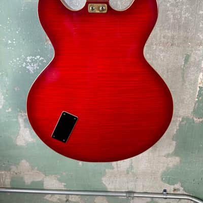 Ventura 335 Style Electric Guitar with Hardshell Case 1973-75 - Transparent Flamed Red image 11