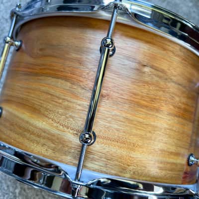 2026 Like-New: Erie steambent solid Canarywood/Sapele 13x7 snare, upgraded hardware, Canopus/extra wires image 11
