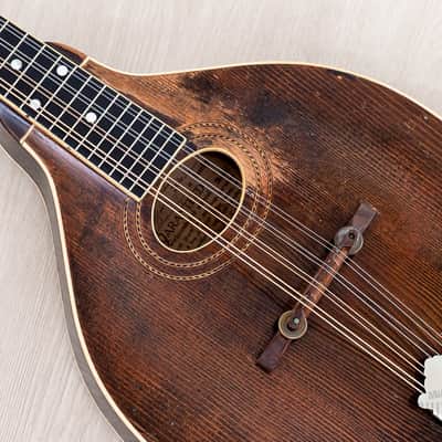 1919 Gibson Style A-2 Vintage A-Style Carved Top Mandolin Sheraton Brown w/ Faultless Case image 8
