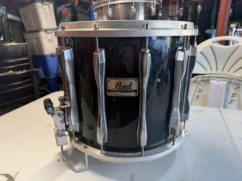 Pearl Marching percussion snare 80s  - Black wrap image 1