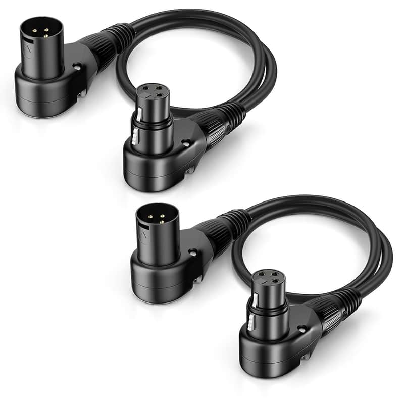 Right-Angle XLR Male to Right-Angle XLR Female Microphone Cable 2-Pack, Adjustable 90 Degree Pro Balanced Shielded 3 Pin DMX Patch Cord for Studio Audio&DJ Stage Live Recording(10Feet) image 1