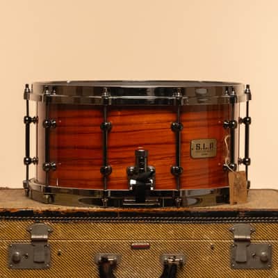 Used Tama "S.L.P." Maple Snare Drum in Gloss Tangerine Zebrawood - 7x14 image 5
