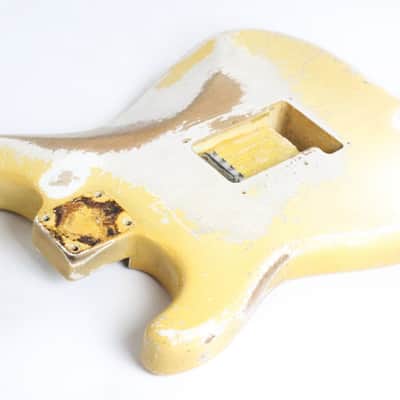 RARE 1963 Vintage Fender Stratocaster BODY 4-Bolt Refinished White/Blonde (Original Sunburst Finish) Strat USA 1960s L-Series Pre-CBS image 12