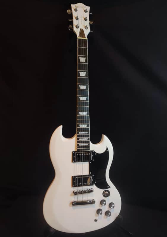 Leo Jaymz- Gloss White Double Cut Guitar/ Free Shipping/Fully set up/ Outstanding Value image 1