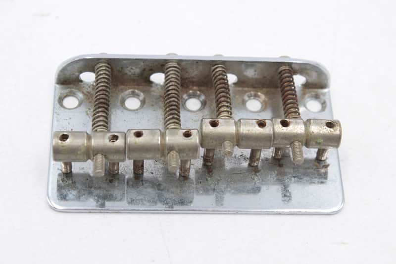 Vintage Fender Squier MIJ 4-String Bass Bridge - Chrome, 5-Hole Mount, Top Load, Made in Japan image 1