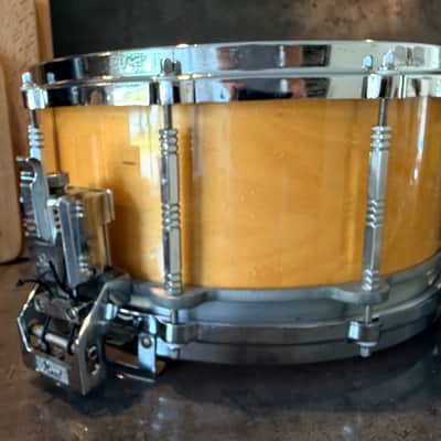 Pearl G-914D Freefloater snare 14x6.5” 1983-1987 - Natural maple lacquer image 6