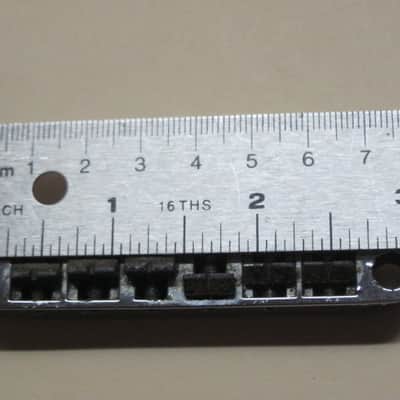 visibly used / relic'd real player's wear Epiphone B-2 metric ABR-1 vintage style bridge CHROME, large posts mounting pieces (NO anchors) early 2000s (for some import guitars that use this style bridge) will NOT fit on Gibson - mounting holes are too big image 9
