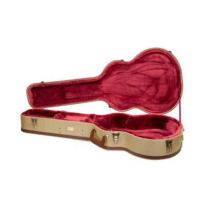Crossrock Master Series- Wooden OM/Martin 000-14 Fret Acoustic Guitar Case- Security Lock, Genuine Leather Handle, Reinforced Hardware, Metal Feet, Storage Space- Fabric Tweed image 6
