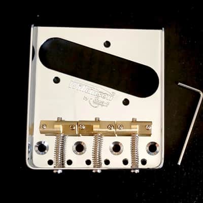 Wilkinson Chrome tailpiece for telecaster, 3 staggered brass saddles, 10.8mm spa image 1